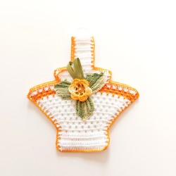 Crochet Potholder - Yellow Flower Basket